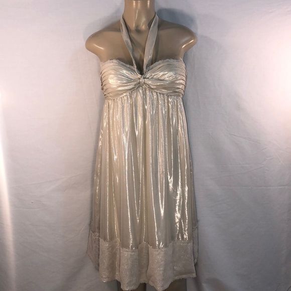BCBG Maxazria Metallic Halter Dress - Picture 2 of 9